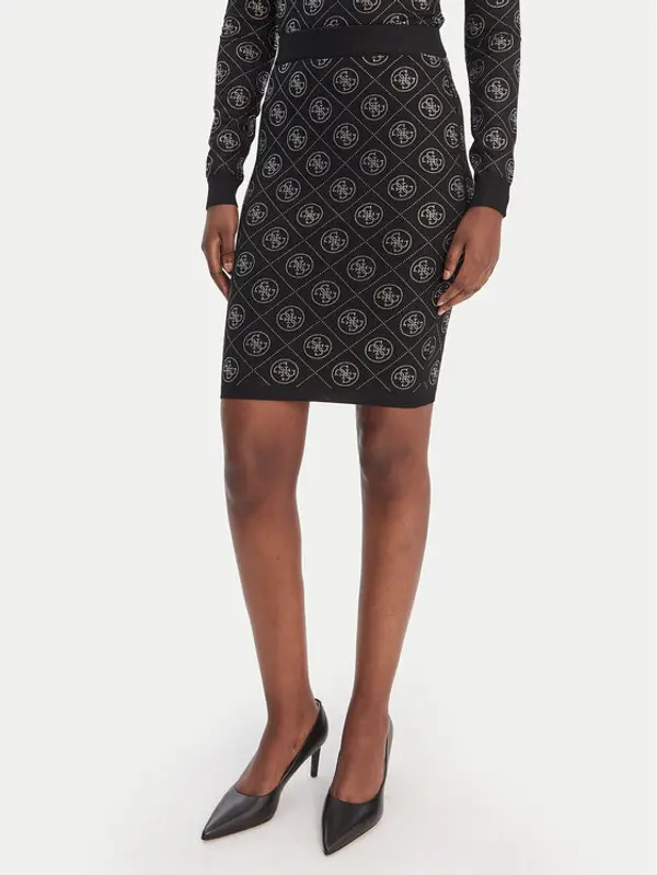 Guess Guess Midi suknja W6RD0O Z3JD2 Crna Regular Fit
