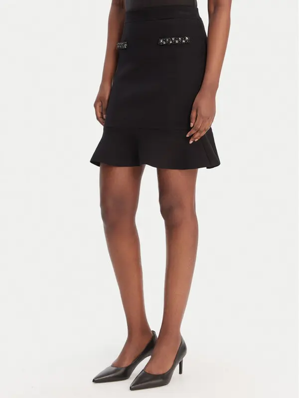 Guess Guess Mini suknja W6RD75 Z4422 Crna Regular Fit