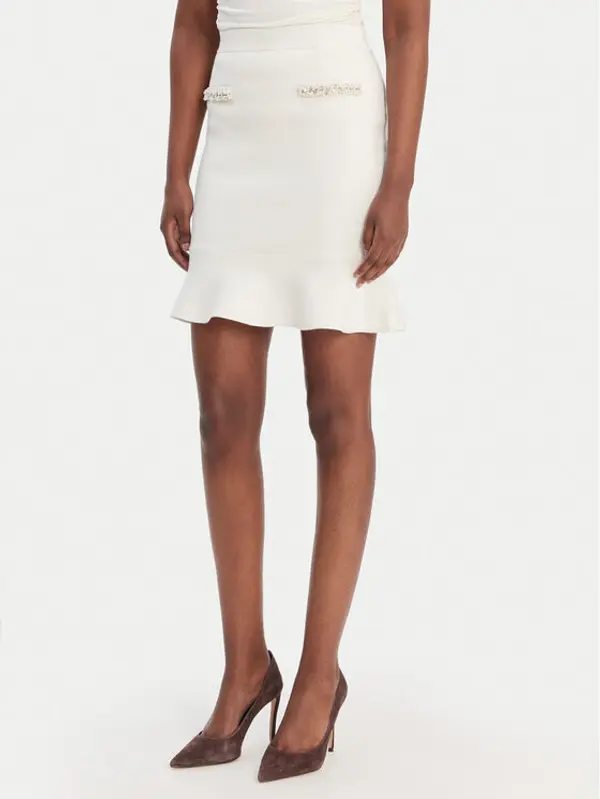 Guess Guess Mini suknja W6RD75 Z4422 Écru Regular Fit