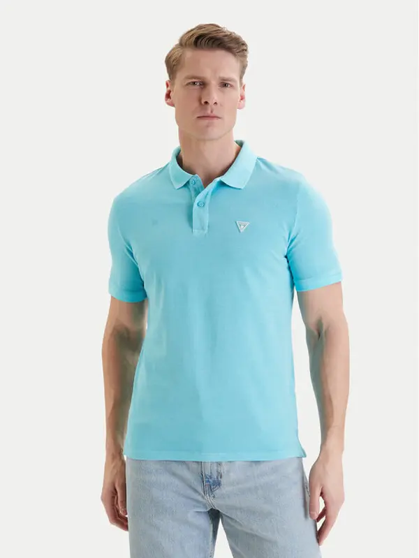Guess Guess Polo F6GP03 K9WF1 Tirkizna Slim Fit