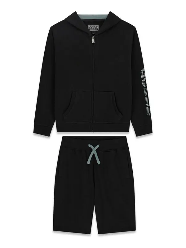 Guess Guess Set gornji dio trenirke i sportski šortsevi L6GG00 KA6R4 Crna Regular Fit