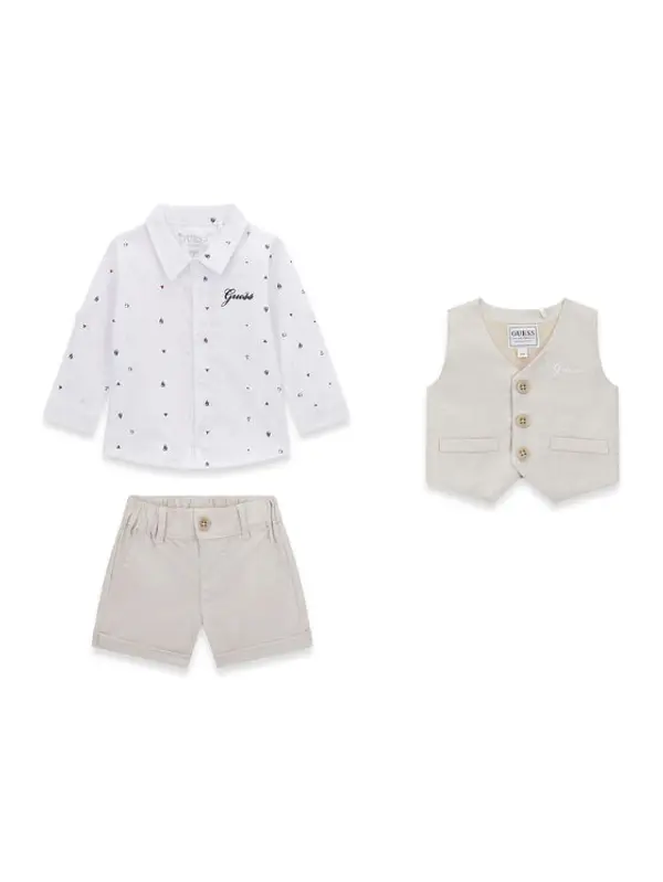 Guess Guess Set košulja, prsluk i tekstilne hlače I6RG12 WF6P0 Bež Regular Fit