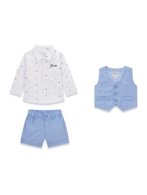 Guess Guess Set košulja, prsluk i tekstilne hlače I6RG12 WF6P0 Plava Regular Fit