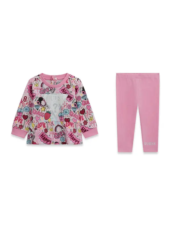 Guess Guess Set majica dugih rukava i leggins A6YG03 K3898 Ružičasta Regular Fit
