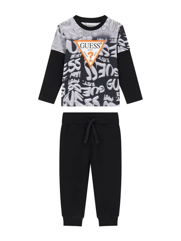 Guess Guess Set majica i hlače N6YG02 K4077 Crna Regular Fit