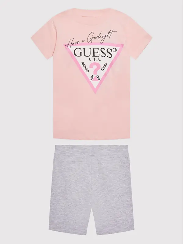 Guess Guess Set majica, sportske kratke hlače H1BJ10 K8HM0 Ružičasta Regular Fit