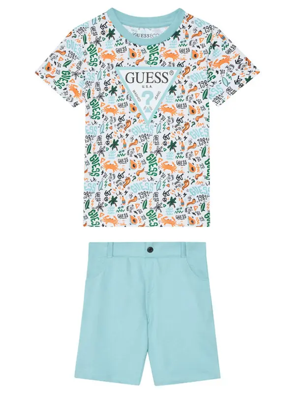Guess Guess Set majica, sportske kratke hlače N6GG00 K8HM4 Plava Regular Fit