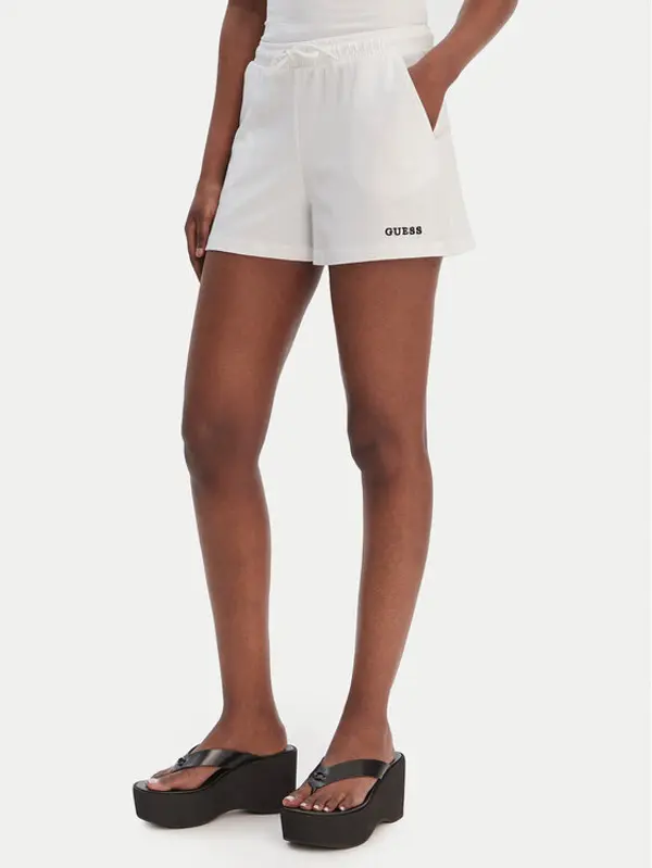 Guess Guess Sportske kratke hlače E6GD01 KCRZ1 Bijela Relaxed Fit