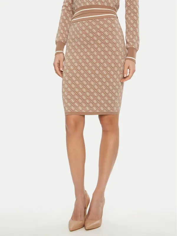 Guess Guess Suknja olovka W4BD53 Z37K0 Bež Regular Fit