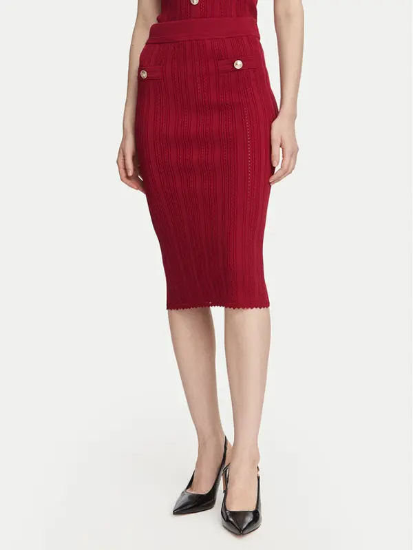 Guess Guess Suknja olovka W6YD23 Z0974 Tamnocrvena Slim Fit