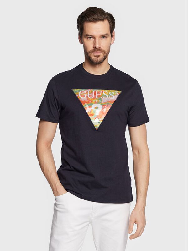 Guess Guess T-shirt Abstract Logo M3GI57 K9RM1 Tamnoplava Slim Fit