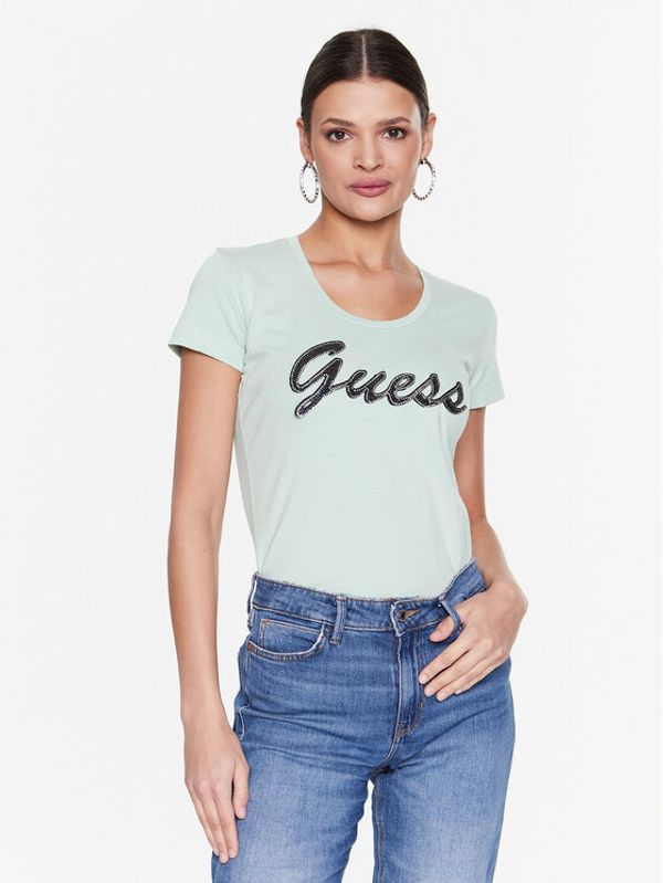 Guess Guess T-shirt Adriana W3RI50 J1314 Zelena Slim Fit