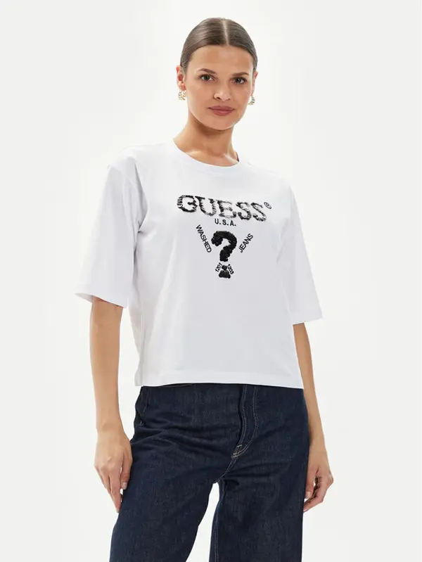 Guess Guess T-shirt Aurelie V4YI06 I3Z14 Bijela Boxy Fit
