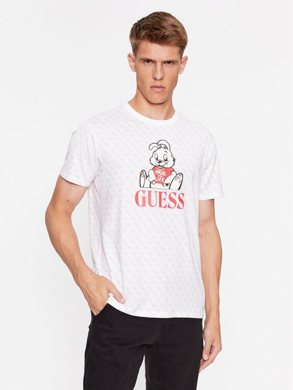 Guess Guess T-shirt Banksy M3BI98 JR06K Bijela Slim Fit