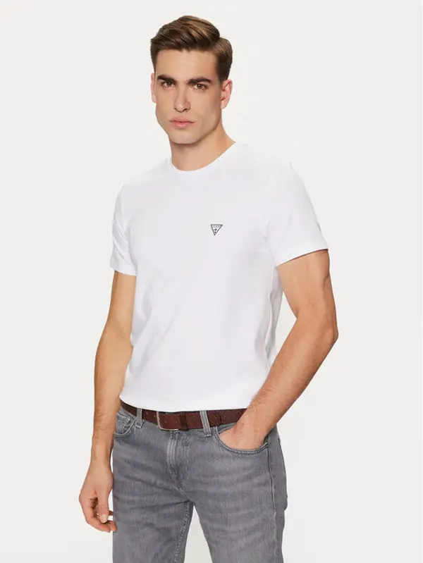 Guess Guess T-shirt Caleb U97M00 KCD31 Bijela Slim Fit