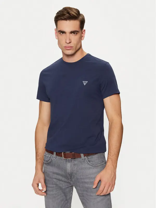 Guess Guess T-shirt Caleb U97M00 KCD31 Tamnoplava Slim Fit