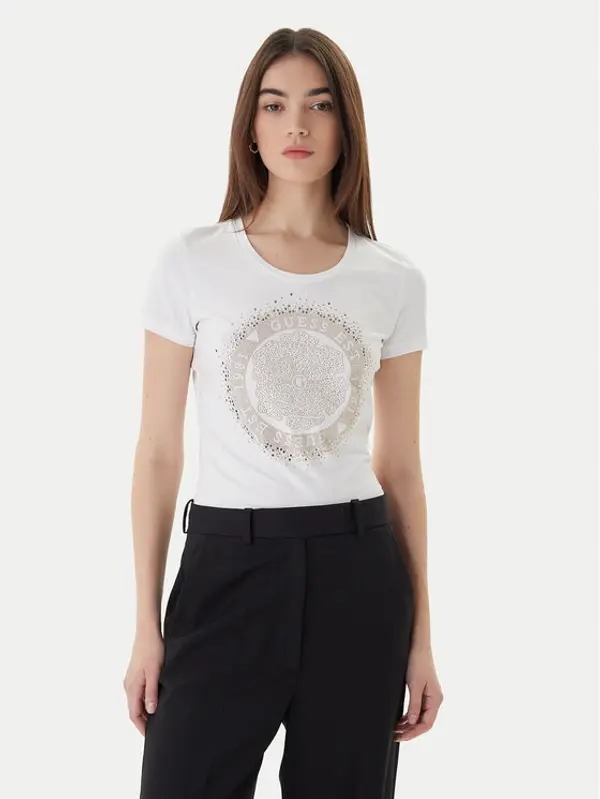 Guess Guess T-shirt Camelia W4RI47 J1314 Bijela Slim Fit