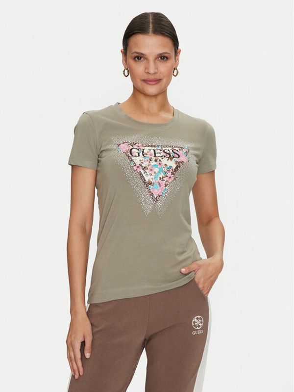 Guess Guess T-shirt Cherry Flower W4YI26 J1314 Zelena Slim Fit