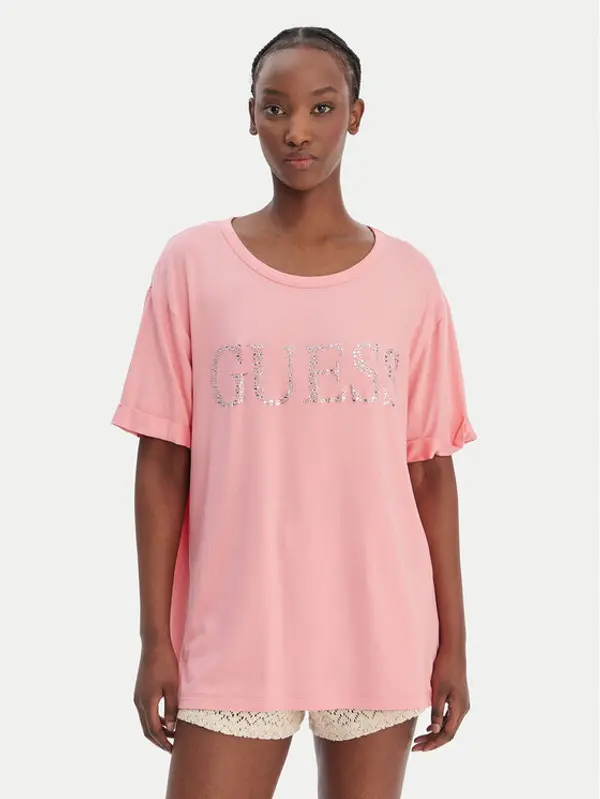 Guess Guess T-shirt E5GI07 K68D2 Ružičasta Regular Fit