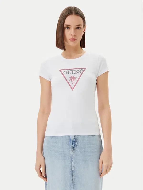 Guess Guess T-shirt E5GI08 J1314 Bijela Slim Fit