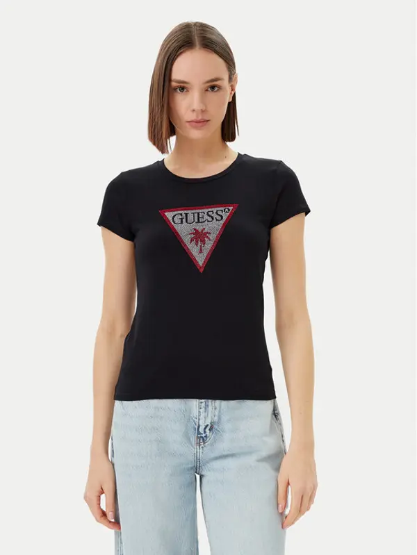 Guess Guess T-shirt E5GI08 J1314 Crna Slim Fit