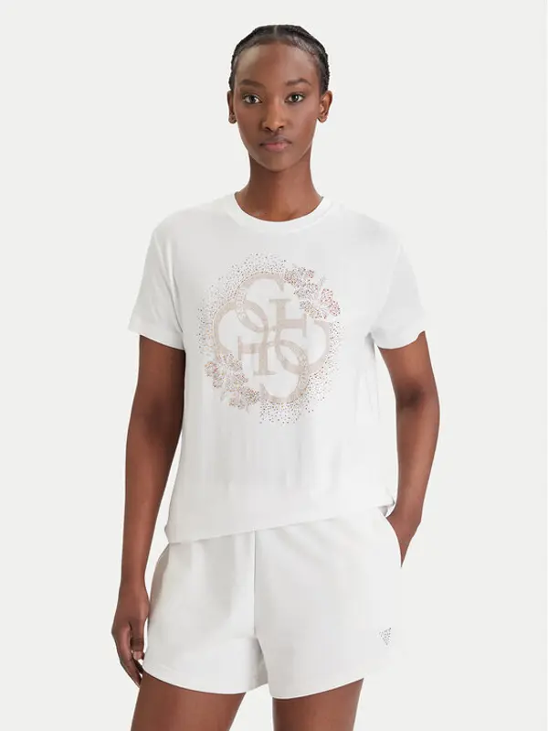 Guess Guess T-shirt E6GI01 K68D2 Bijela Regular Fit