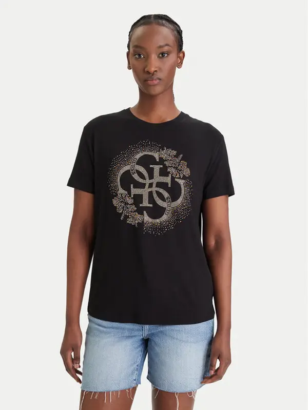 Guess Guess T-shirt E6GI01 K68D2 Crna Regular Fit