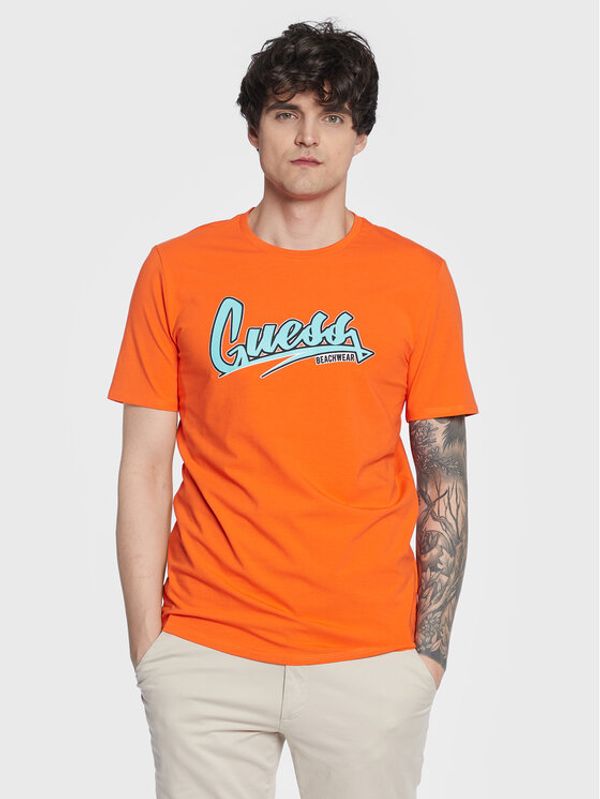 Guess Guess T-shirt F3GI10 J1314 Smeđa Slim Fit