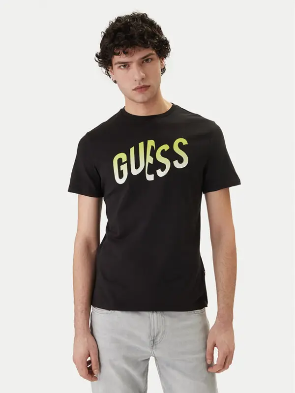 Guess Guess T-shirt F6GI02 J1314 Crna Slim Fit