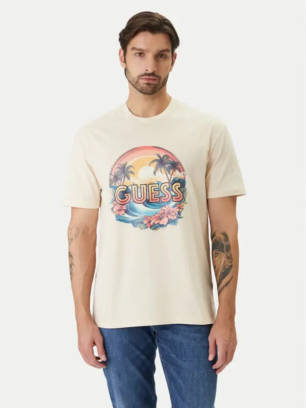 Guess Guess T-shirt F6GI08 K8FQ4 Bež Reglan Fit