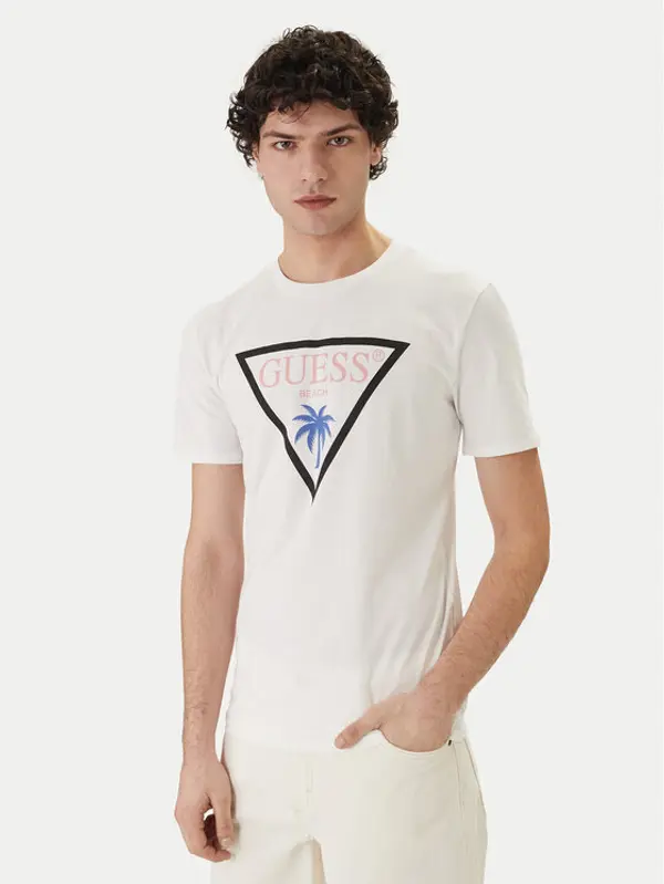 Guess Guess T-shirt F6GI09 J1314 Bijela Slim Fit