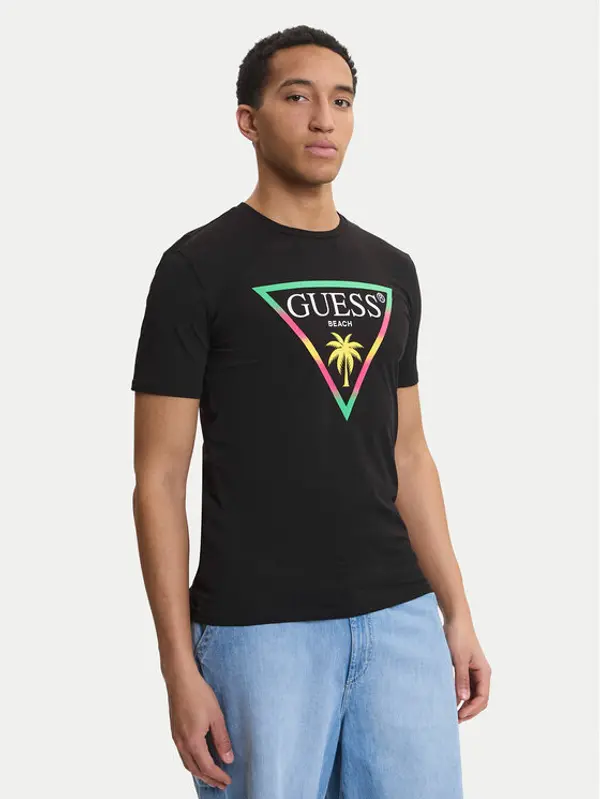 Guess Guess T-shirt F6GI09 J1314 Crna Slim Fit