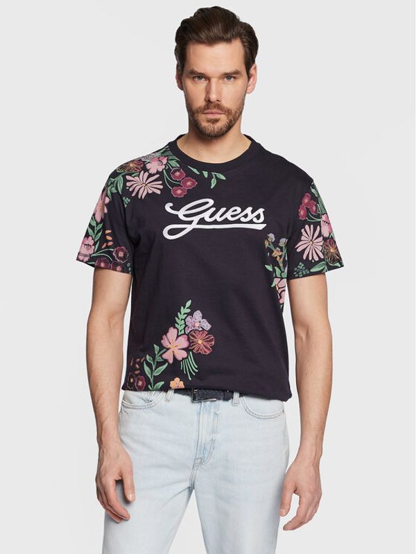 Guess Guess T-shirt Flower Script M3GI07 K8FQ4 Tamnoplava Regular Fit