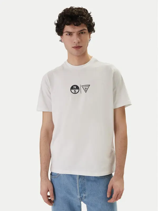 Guess Guess T-shirt GUESS x NORTH SAILS M6GI40 K3322 Bijela Regular Fit
