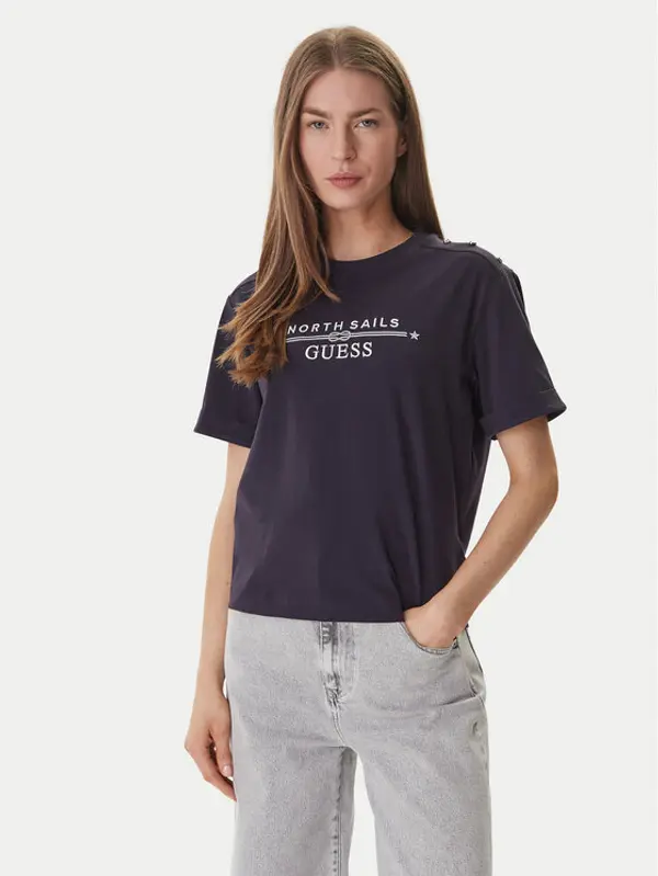 Guess Guess T-shirt GUESS x NORTH SAILS W6GI03 K2657 Tamnoplava Relaxed Fit