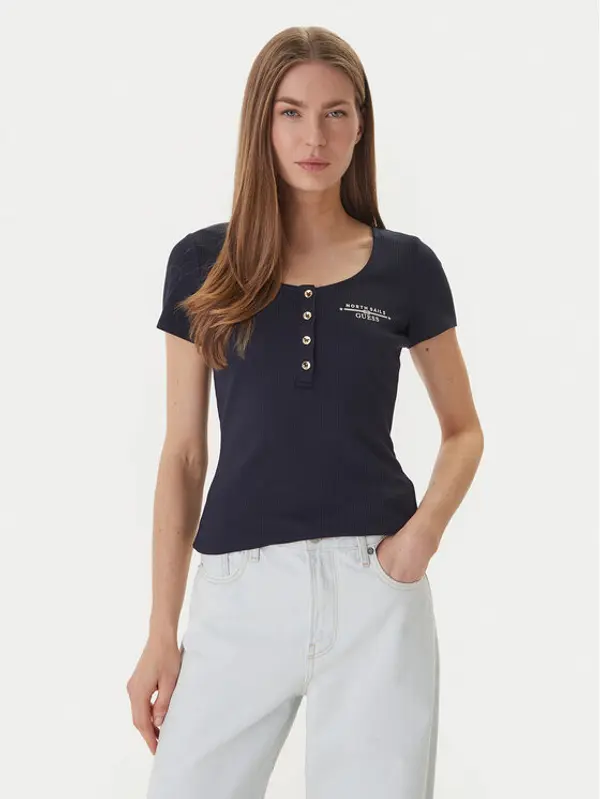 Guess Guess T-shirt GUESS x NORTH SAILS W6GP01 K2658 Tamnoplava Regular Fit