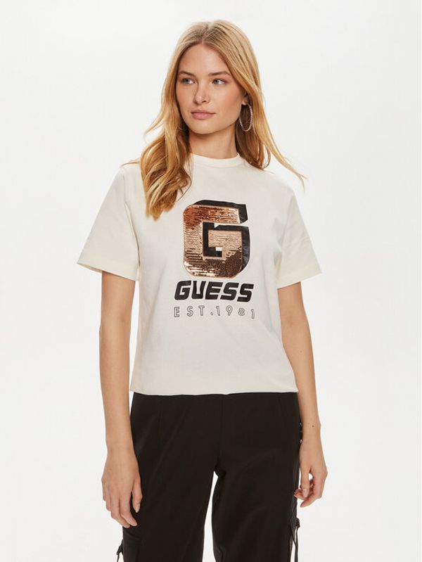 Guess Guess T-shirt Ines V4YI07 I3Z14 Bijela Regular Fit