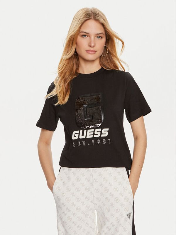 Guess Guess T-shirt Ines V4YI07 I3Z14 Crna Regular Fit