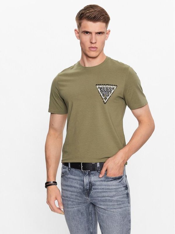Guess Guess T-shirt M3YI22 J1314 Zelena Slim Fit