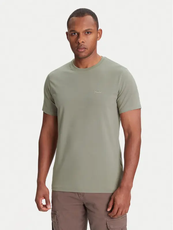 Guess Guess T-shirt M4GI70 KC9X0 Kaki Slim Fit