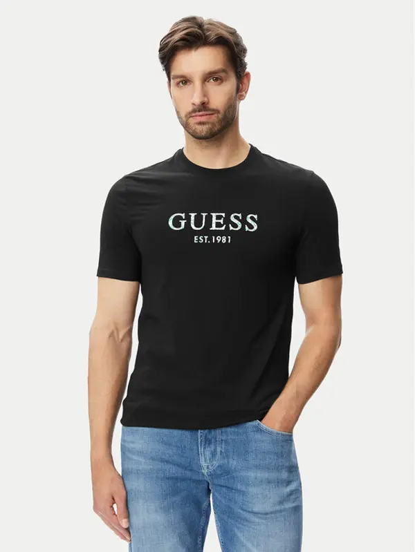 Guess Guess T-shirt M4YI38 J1314 Crna Slim Fit