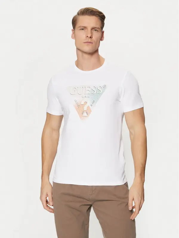 Guess Guess T-shirt M5RI14 J1314 Bijela Slim Fit