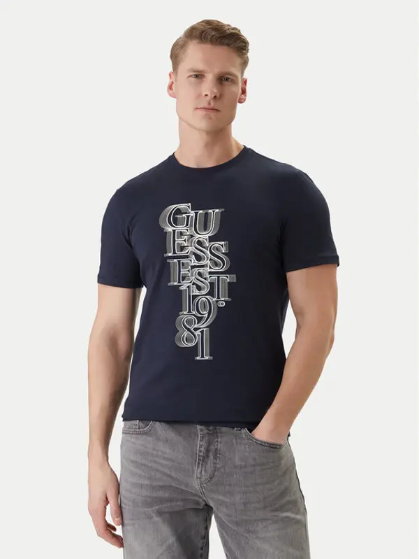 Guess Guess T-shirt M6GI10 K2991 Tamnoplava Slim Fit