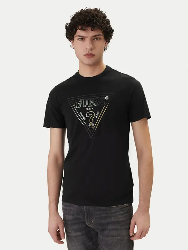 Guess Guess T-shirt M6GI11 K2992 Crna Slim Fit
