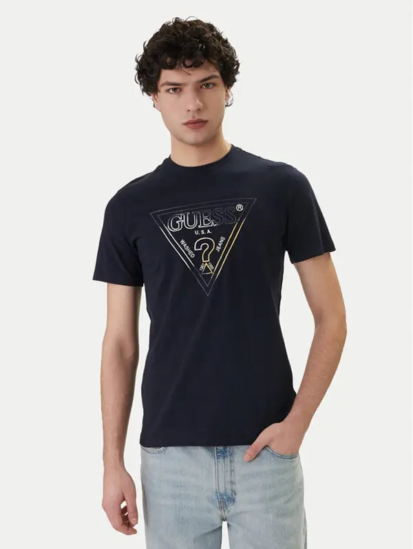 Guess Guess T-shirt M6GI11 K2992 Tamnoplava Slim Fit
