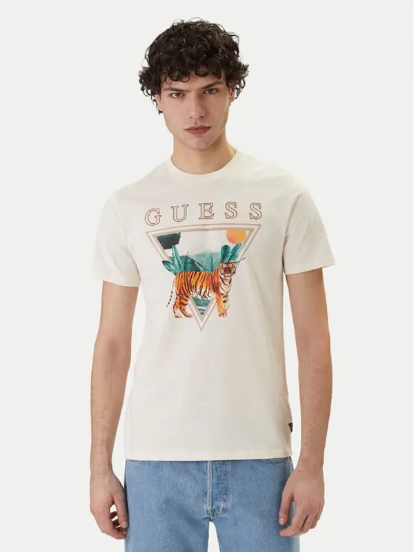 Guess Guess T-shirt M6GI33 K3310 Écru Regular Fit