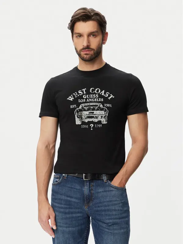 Guess Guess T-shirt M6YI44 K4230 Crna Slim Fit