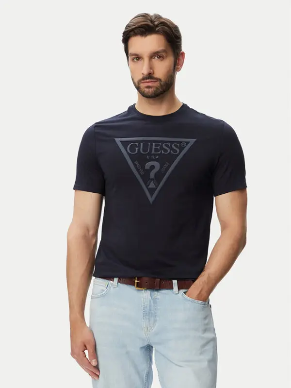 Guess Guess T-shirt M6YI71 K3745 Tamnoplava Slim Fit