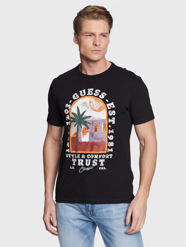 Guess Guess T-shirt Palm Window M3GI10 K6XN4 Crna Slim Fit
