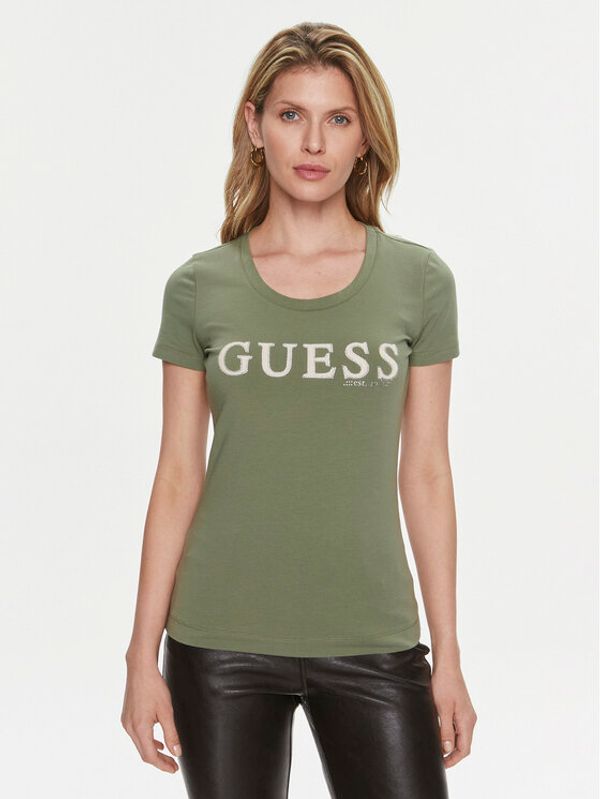 Guess Guess T-shirt Pony Hair W4RI45 J1314 Zelena Slim Fit